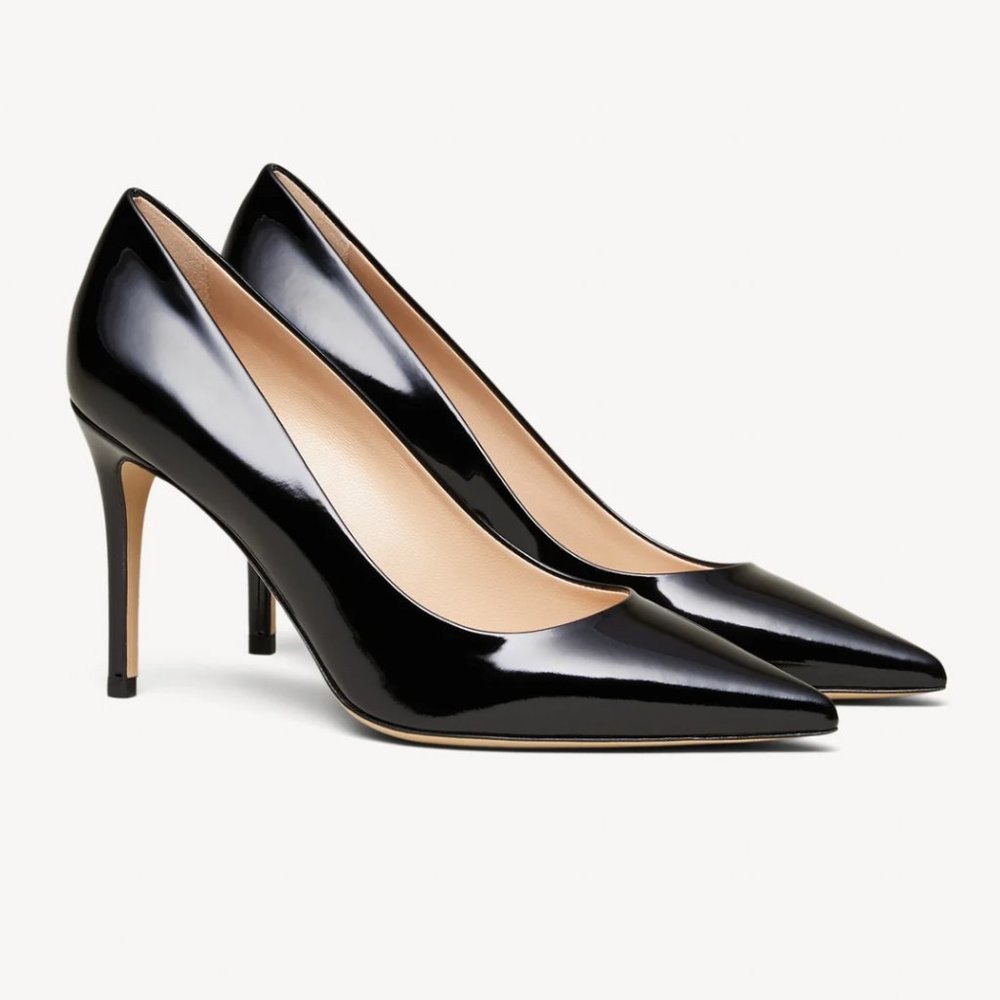 M. Gemi Black Patent Leather Pointed-Toe Pumps